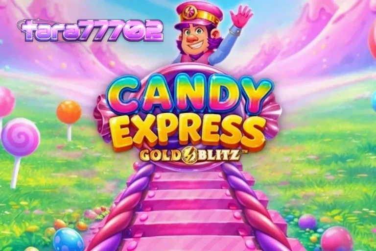 Tampilan visual slot Candy Express Gold Blitz dengan tema kereta permen